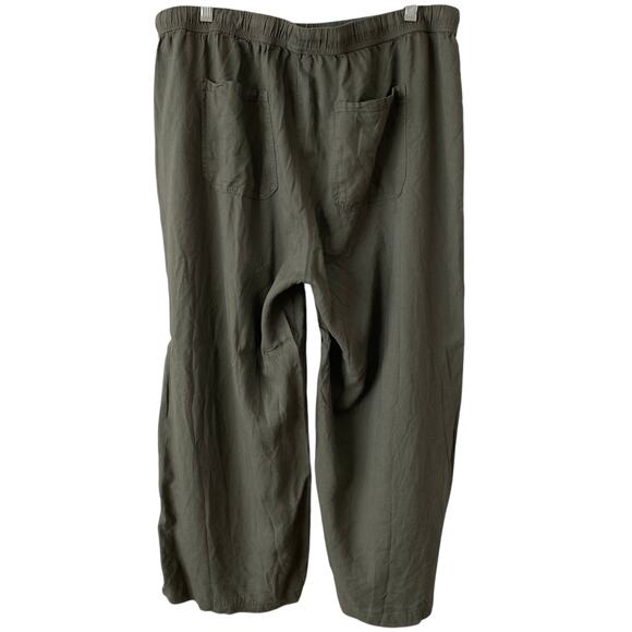 NEW SPLENDID Angie Linen Blend Crop Wide Leg Pants Olive Green XL Boho Coastal - Picture 5 of 8